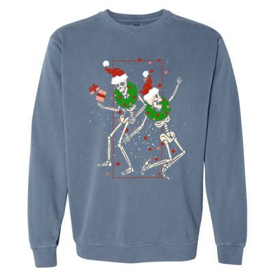 Skeleton Dancing Snowflake Christmas Santa Skeleton Xmas Cute Gift Garment-Dyed Sweatshirt