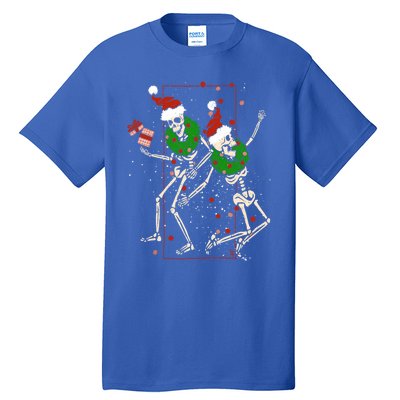 Skeleton Dancing Snowflake Christmas Santa Skeleton Xmas Cute Gift Tall T-Shirt