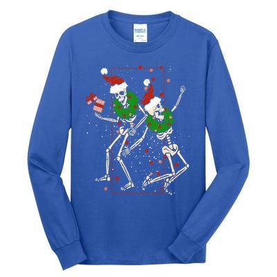 Skeleton Dancing Snowflake Christmas Santa Skeleton Xmas Cute Gift Tall Long Sleeve T-Shirt