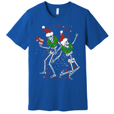 Skeleton Dancing Snowflake Christmas Santa Skeleton Xmas Cute Gift Premium T-Shirt