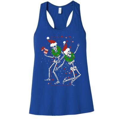 Skeleton Dancing Snowflake Christmas Santa Skeleton Xmas Cute Gift Women's Racerback Tank