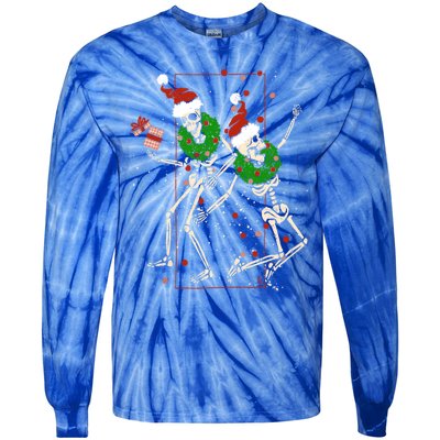 Skeleton Dancing Snowflake Christmas Santa Skeleton Xmas Cute Gift Tie-Dye Long Sleeve Shirt