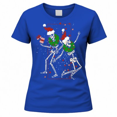 Skeleton Dancing Snowflake Christmas Santa Skeleton Xmas Cute Gift Women's T-Shirt