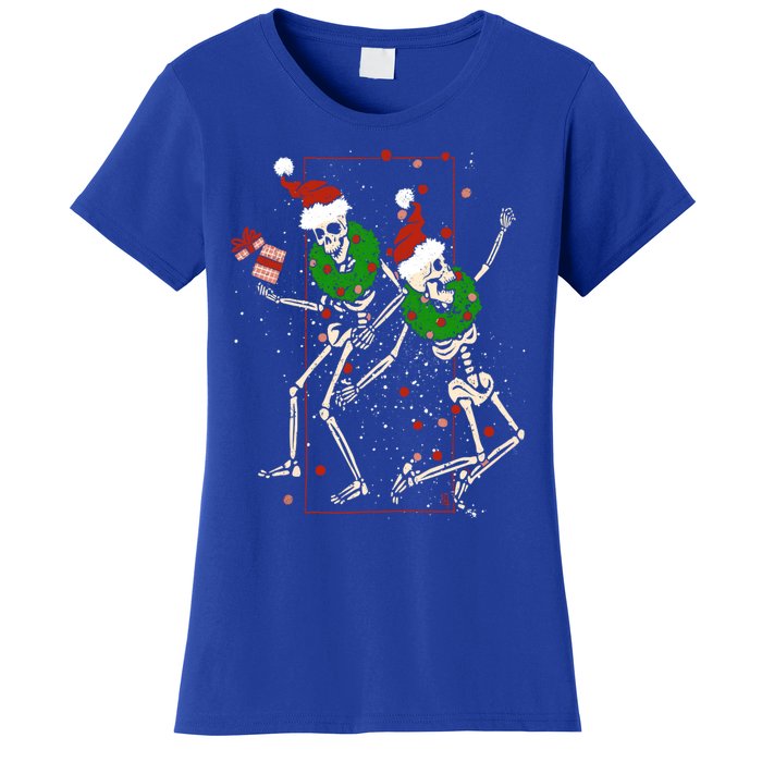 Skeleton Dancing Snowflake Christmas Santa Skeleton Xmas Cute Gift Women's T-Shirt