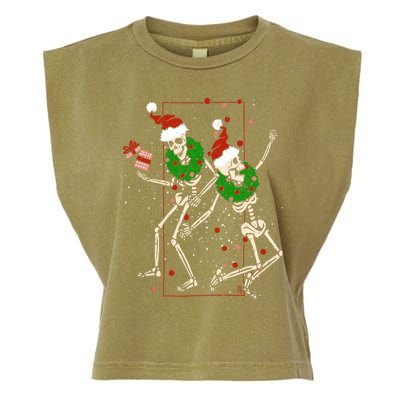 Skeleton Dancing Snowflake Christmas Santa Skeleton Xmas Cute Gift Garment-Dyed Women's Muscle Tee