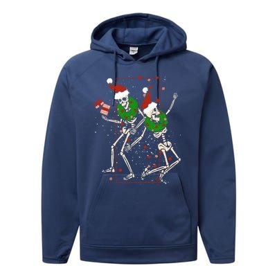 Skeleton Dancing Snowflake Christmas Santa Skeleton Xmas Cute Gift Performance Fleece Hoodie