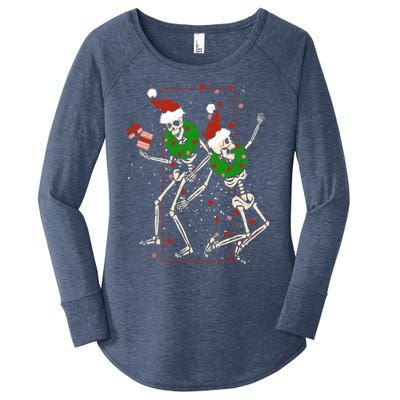 Skeleton Dancing Snowflake Christmas Santa Skeleton Xmas Cute Gift Women's Perfect Tri Tunic Long Sleeve Shirt