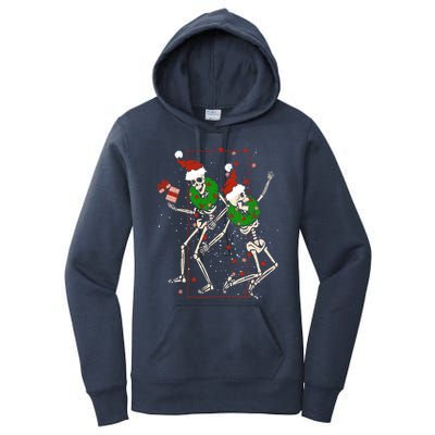 Skeleton Dancing Snowflake Christmas Santa Skeleton Xmas Cute Gift Women's Pullover Hoodie