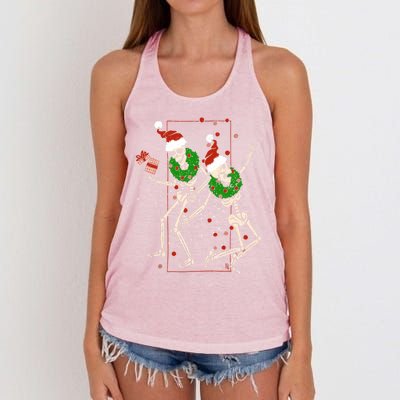 Skeleton Dancing Snowflake Christmas Santa Skeleton Xmas Cute Gift Women's Knotted Racerback Tank