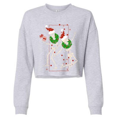 Skeleton Dancing Snowflake Christmas Santa Skeleton Xmas Cute Gift Cropped Pullover Crew