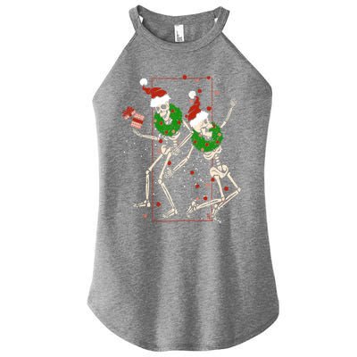 Skeleton Dancing Snowflake Christmas Santa Skeleton Xmas Cute Gift Women's Perfect Tri Rocker Tank