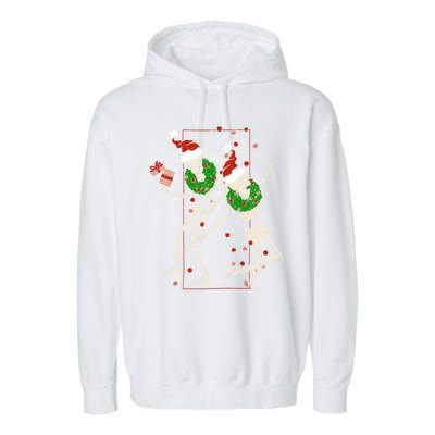 Skeleton Dancing Snowflake Christmas Santa Skeleton Xmas Cute Gift Garment-Dyed Fleece Hoodie