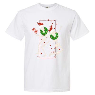 Skeleton Dancing Snowflake Christmas Santa Skeleton Xmas Cute Gift Garment-Dyed Heavyweight T-Shirt