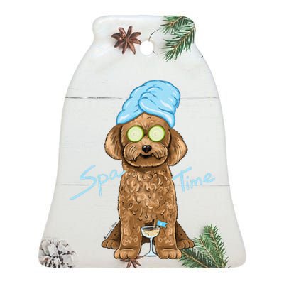 Spa Dog Ceramic Bell Ornament