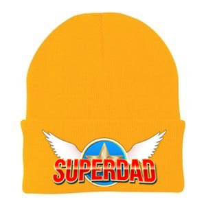 Super Dad Superhero Winged Badge Emblem Knit Cap Winter Beanie