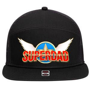 Super Dad Superhero Winged Badge Emblem 7 Panel Mesh Trucker Snapback Hat