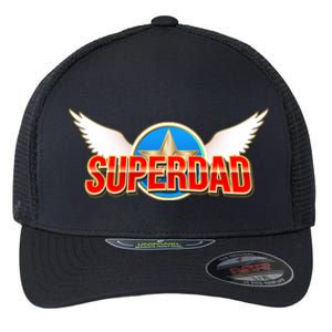 Super Dad Superhero Winged Badge Emblem Flexfit Unipanel Trucker Cap