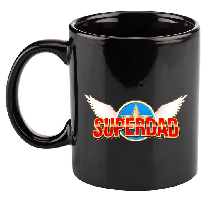 Super Dad Superhero Winged Badge Emblem 11oz C Handle Ceramic Mug