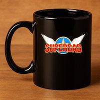 Super Dad Superhero Winged Badge Emblem 11oz C Handle Ceramic Mug