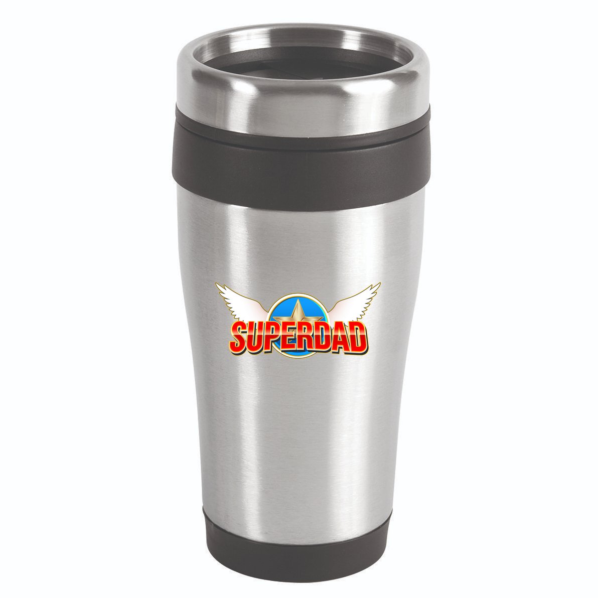 Super Dad Superhero Winged Badge Emblem 16oz Travel Tumbler