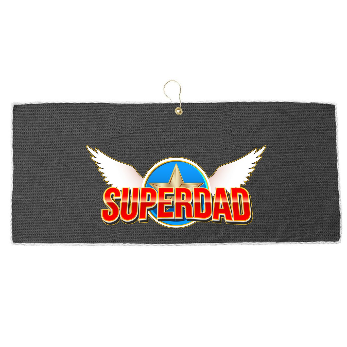 Super Dad Superhero Winged Badge Emblem Large Microfiber Waffle Golf Towel