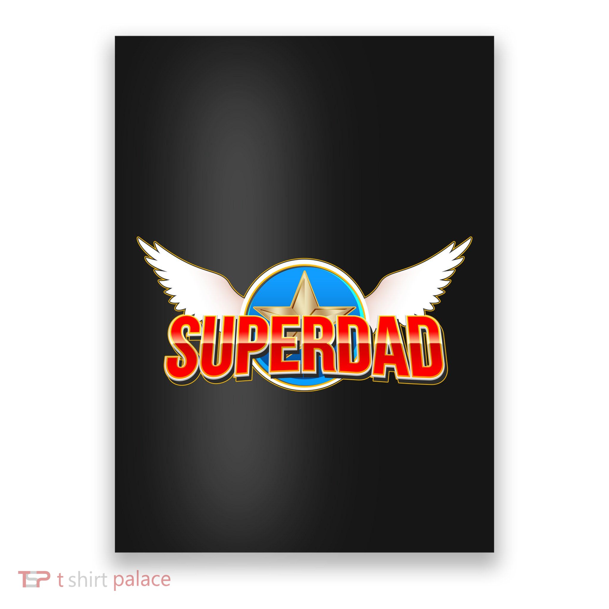 Super Dad Superhero Winged Badge Emblem Poster