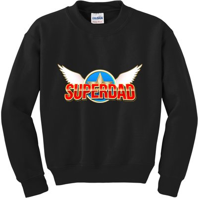 Super Dad Superhero Winged Badge Emblem Kids Sweatshirt