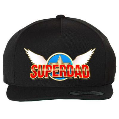 Super Dad Superhero Winged Badge Emblem Wool Snapback Cap