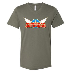 Super Dad Superhero Winged Badge Emblem V-Neck T-Shirt