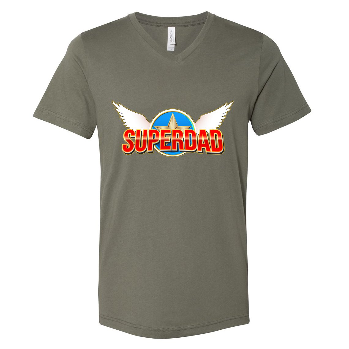 Super Dad Superhero Winged Badge Emblem V-Neck T-Shirt
