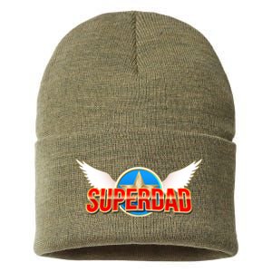 Super Dad Superhero Winged Badge Emblem Sustainable Knit Beanie