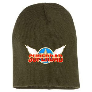 Super Dad Superhero Winged Badge Emblem Short Acrylic Beanie