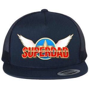 Super Dad Superhero Winged Badge Emblem Flat Bill Trucker Hat