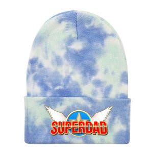 Super Dad Superhero Winged Badge Emblem Tie Dye 12in Knit Beanie