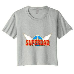 Super Dad Superhero Winged Badge Emblem Women's Crop Top Tee