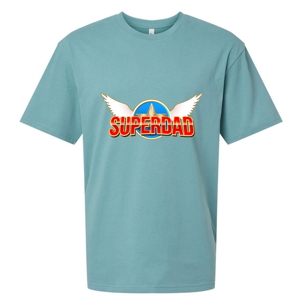 Super Dad Superhero Winged Badge Emblem Sueded Cloud Jersey T-Shirt