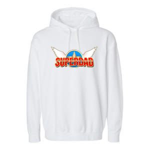 Super Dad Superhero Winged Badge Emblem Garment-Dyed Fleece Hoodie