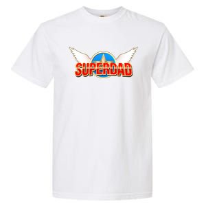 Super Dad Superhero Winged Badge Emblem Garment-Dyed Heavyweight T-Shirt