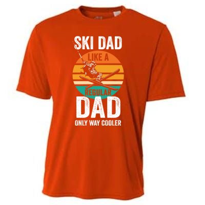 Skier Daddy Ski Dad Like A Regular Dad Only Way Cooler Funny Gift Cooling Performance Crew T-Shirt