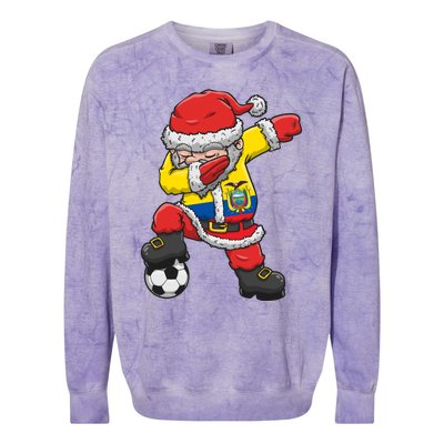 Soccer Dabbing Santa Christmas Ecuador Football Soccer P Funny Gift Colorblast Crewneck Sweatshirt