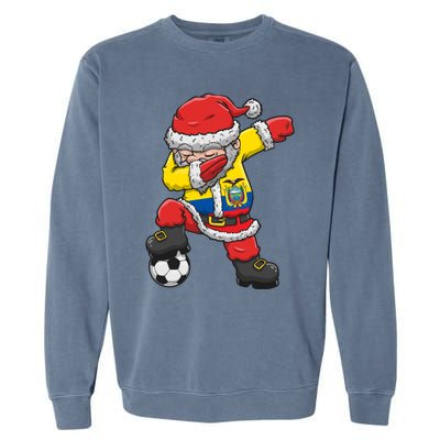 Soccer Dabbing Santa Christmas Ecuador Football Soccer P Funny Gift Garment-Dyed Sweatshirt