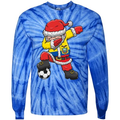 Soccer Dabbing Santa Christmas Ecuador Football Soccer P Funny Gift Tie-Dye Long Sleeve Shirt