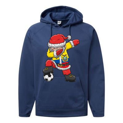 Soccer Dabbing Santa Christmas Ecuador Football Soccer P Funny Gift Performance Fleece Hoodie