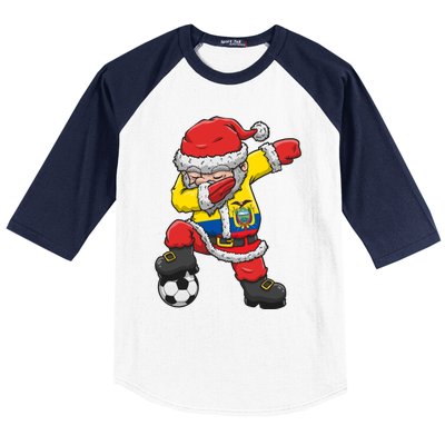 Soccer Dabbing Santa Christmas Ecuador Football Soccer P Funny Gift Baseball Sleeve Shirt