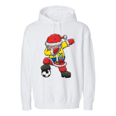 Soccer Dabbing Santa Christmas Ecuador Football Soccer P Funny Gift Garment-Dyed Fleece Hoodie