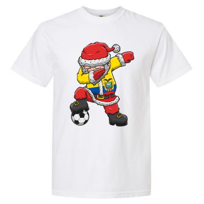 Soccer Dabbing Santa Christmas Ecuador Football Soccer P Funny Gift Garment-Dyed Heavyweight T-Shirt