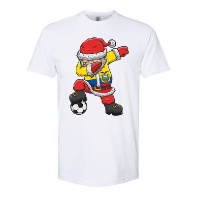 Soccer Dabbing Santa Christmas Ecuador Football Soccer P Funny Gift Softstyle CVC T-Shirt