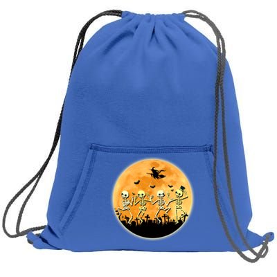 Spooky Dancing Skeleton In A Graveyard Witch Moon Halloween Gift Sweatshirt Cinch Pack Bag