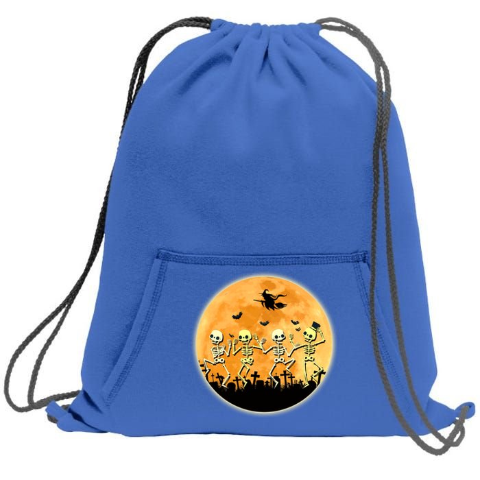 Spooky Dancing Skeleton In A Graveyard Witch Moon Halloween Gift Sweatshirt Cinch Pack Bag