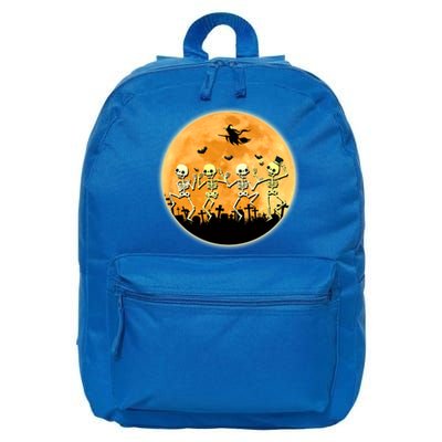 Spooky Dancing Skeleton In A Graveyard Witch Moon Halloween Gift 16 in Basic Backpack